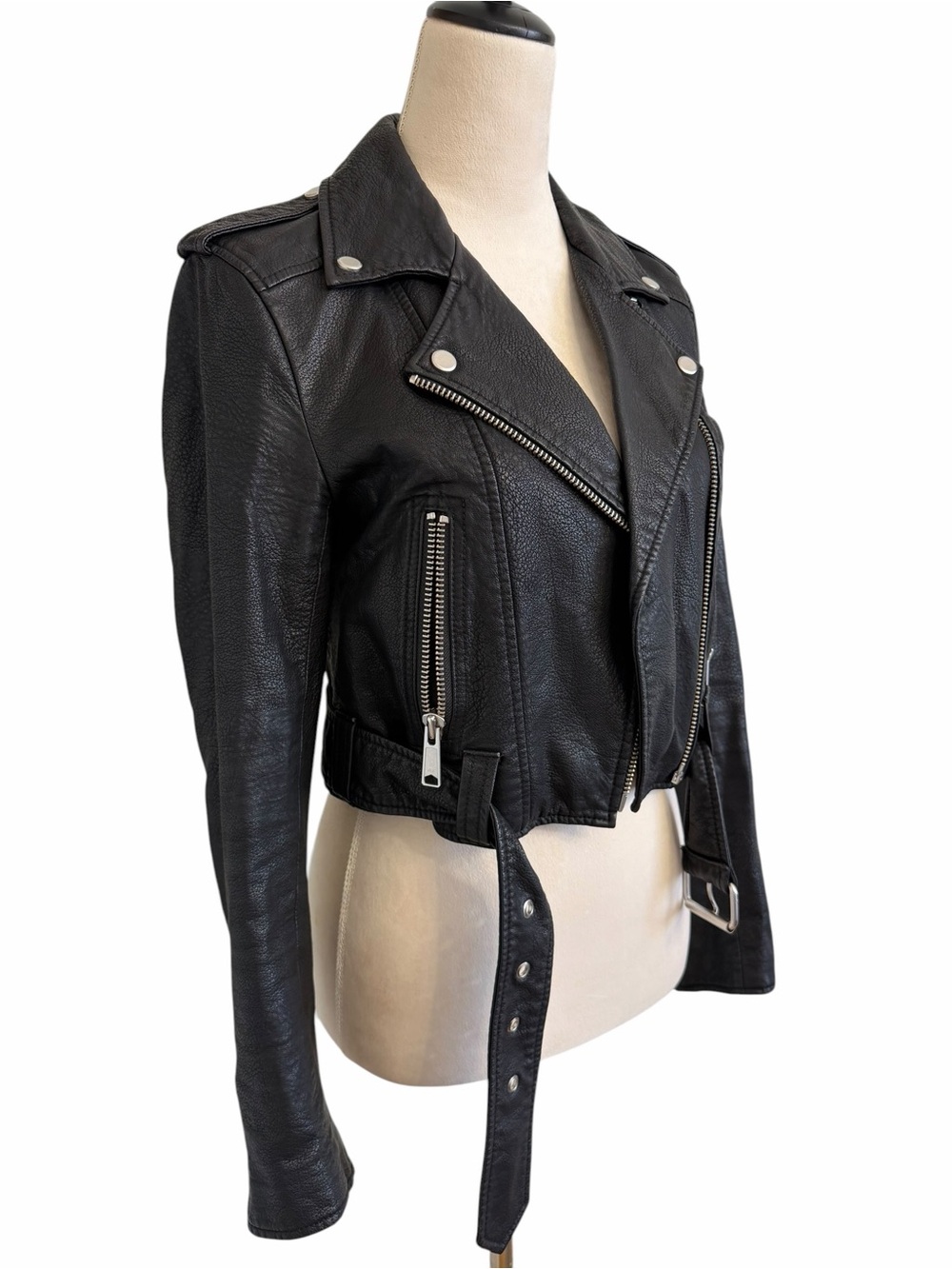 pistola Black Belted Moto Faux Leather Jacket - Picture 5 of 10